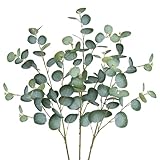 3er Set Künstliche Eukalyptus Zweige 81CM Kunsteukalyptus Lange Dekozweige Kunstpflanze Wie Echt für Blumengesteck Home Dekoration, Frosted Grüne Blätter