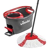 Vileda Turbo Wischmopp Komplett Set , Bodenwischer mit Teleskopstiel, Mikrofaser Moppkopf mit Kraftfasern und Eimer mit Powerschleuder, für alle Böden, schnell und reinigungsstark, Stiellänge 75-130cm
