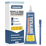Textilkleber, Wasch- und bügelbeständig Stoffkleber Textilkleber, Permanenter Kleber für Stoffe, Baumwolle, Leder, Jeans und mehr - 50ml