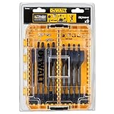 Dewalt Holz-Fräsbohrer-Set 9-tlg (12-32 mm, geschliffene Zentrierspitze, 1/4“ Schaft, für Hart-/Weichholz, Bauholz, Holz mit Nägeln geeignet) DT70751-QZ