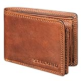 STILORD 'Matteo' Herren Mini Portemonnaie Leder Echtleder Geldbörse RFID Schutz modernes Design Brieftaschen für Männer mit Münzfach Geldbeutel klein Leather Slim Wallet, Farbe:Kara - Cognac