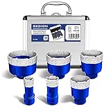 Sedion® Premium Diamantbohrer Set - 6tlg. 20, 25, 42, 50, 55, 68 mm x M14 - Top Diamant Bohrkronen für müheloses Bohren von harten Fliesen - Exklusiver Fliesenbohrer Set für professionelle Ergebnisse!