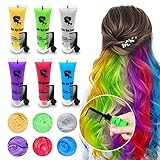 Byhoo Haarfärbemittel für dunkles Haar, temporäre Haarfarbe, inkl. Kamm, für Mädchen und Frauen. Tolles Geschenk für mehrere Anlässe, leicht waschbar, sicherer Haarkreide kamm (6 helle Farben)