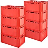 8 Stück E3 Fleischkisten Rot Kisten Eurobox Lebensmittelecht Metzgerkiste Box Aufbewahrungsbox Kunststoff Wanne Plastik Stapelbar Lagerkisten 60 x 40 Kingpower