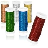 com-four® 6x 30 m Bindedraht in 6 praktischen Farben, Wickeldraht zum Basteln und Modellieren, Ø 0,37 mm (6 Stück - je 30m - 6 Farben)