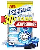 REINHORN Spülkasten Tabs 3in1 Wasserkastenwürfel mit Aktivreiniger, Wasserkasten Entkalker, Urinsteinentferner, Biofilm Blocker und Schmutzlöser - auch für Spülkästen mit Einwurfschacht (30 Stück)