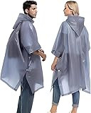 JITIFAZH 2 Stück Regenponcho, Wiederverwendbarer, Tragbarer Unisex-Regencape für Fahrrad, Wandern, Camping, Angeln, Konzert, Stadion, Festival (Grau)