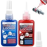 Schraubensicherung Blau und Rot, Schraubenkleber 50ml Mittelfest 50ml Hochfest Schraubensicherungsmittel Locktight Fadenverschluss für Schrauben Bolzen Metallbefestigungen gegen Lockerung und Leckage