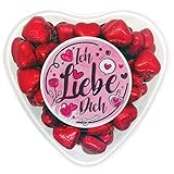 OYOY Geschenkbox mit 500g Schokoladenherzen aus Milchschokolade I ca. 65 Stück I Geschenkbox in Herzform mit Ich liebe dich Schriftzug I Geschenke für Frauen I Liebes Geschenk Schokolade