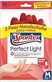 Spontex Perfect Light Haushaltshandschuhe, ideal für alle Reinigungsarbeiten, aus Naturlatex, mit Anti-Rutsch-Profil, zuverlässiger Schutz, Größe M, 2 Paar