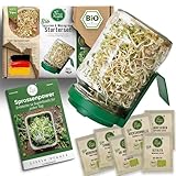 Little Plants Sprossenglas Set + 6 x Bio Sprossen Samen in 5...