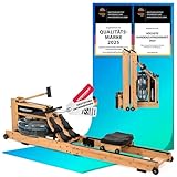 Christopeit Wasserrudergerät klappbar für Zuhause - Rudergerät Holz, Hybrid Wasser-Magnet-System, Kinomap, Bluetooth (Colorado - Bambus)