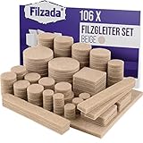 Filzada® Filzgleiter Selbstklebend Set 106 Stück (Eckig und Rund) - Beige - Profi Möbelgleiter Filz Mit Idealer Klebkraft