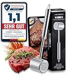 GRUBERIO Fleischklopfer mit Rezepte E-Book | 2 unterschiedliche Schlagseiten | Schnitzelklopfer | Fleischhammer | Fleischplattierer | Premium Edelstahl | Steak Zartmacher