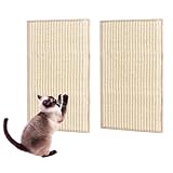 ZUYIST 2 Stück Kratzbrett Sisal Teppich Katzen, 20×39,3cm Kratzmatte Katze Wand, Widerstandsfähig Kratzbretter Katze, Dicke Kratzmatte Selbstklebend, Kratzschutz Sofa Katze für Möbel Schutz