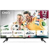 CHiQ Fernseher,32 Zoll, 720p, Smart TV,Android11,HDR,WiFi,Bluetooth,Google Assistant,Chromecast,Netflix,Prime Video,YouTube,Triple Tuner(DVB-T2/T/C/S2),HDMI/USB,Dolby Audio, Schwarz