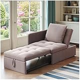 Wyibwy Gepolstertes Schlafsofa, 177 x 68 x 65 cm, multifunktionales Sofa mit verstellbarer Rückenlehne aus Leinenstoff, Liegesofa für kleine Räume, Sofa, grau
