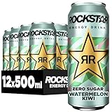 Rockstar Energy Drink Watermelon Kiwi Zero Sugar - Koffeinhaltiges Erfrischungsgetränk ohne Zucker für den Energie Kick, EINWEG (12 x 500ml)