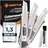 CRAFTUS® Profi Cuttermesser Set [3 Stück] aus Aluminium...