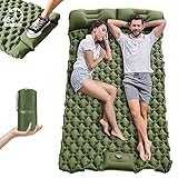 Laurraine Isomatte Camping 2 Personen Outdoor, Luftmatratze, Selbstaufblasende Isomatte, Ultraleichte Matratze, Übergroße Camping Isomatte mit Fußpumpe für Wanderrucksack Strand - 125x200cm (Grün)