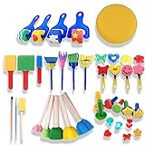 Schwamm Farbe Pinsel Kits,Kinder Malwerkzeuge Set,Schwamm Malerei Pinsel,frühes Lernen Kinder Kleinkinder Malpinsel Schwamm Stempel Schaumstoff Kunst Handwerk Zeichnung Tools(30 Stücke)