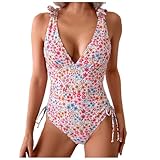 Damen Bauchweg Einteiliger Badeanzug Schlankheits Bademode Bademode Einteiliger Strandmode Hoch Taillierte Monokini Badeanzüge Frauen Swimsuit V Ausschnitt Bauchkontrolle Sport Badeanzug Rückenfreie