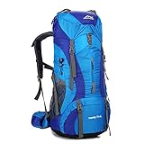 OMEPS Wanderrucksack 70L Nylon Trekkingrucksack Bergsteigen Rucksack Campingrucksack Für Bergstäte klettern Trekking Sport Travel Camping (Blau)