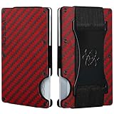 ROSSM Geldbörse mit RFID-Schutz - Kartenetui Herren aus Kohlefaser und Metall mit Geldklammer und Gummiband - RFID Geldbeutel Herren- Slim Wallet for Men