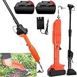 Kultivator Hacke, 2-in-1 Elektrische Mini Grabhacke Elektro Gartenfräse Elektrische Unkrauthacke mit wiederaufladbarem 2 * 21V-3000MAH 54W Akku & Teleskopstange Zum Auflockern des Bodens und Jäten