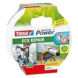 tesa extra Power Eco Repair Gewebeband ökologisch, lösungsmittelfrei, von Hand einreißbar, für Innen - Außen, weiß, 10m x 38mm