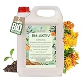 Natursache EM-aktiv Lösung | Effektive Mikroorganismen für Garten, Tierhaltung, Haushalt & Umwelt | Bodenaktivator, Geruchsentferner, Wasseraufbereiter (5 Liter, 1)