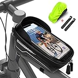 LEMEGO Fahrradtasche Rahmen Rahmentasche Fahrrad Fahrradrahmen Tasche Wasserdicht für Smartphone bis zu 6.8 Zoll Oberrohrtasche Fahrrad Handytasche mit TPU Sensitivem Touchscreen für MTB Ebikes