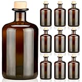 9x Apothekerflaschen braun 500ml leer Holzkorken natur,...