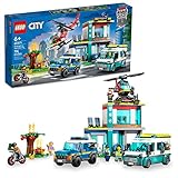 LEGO City Emergency Vehicles HQ 60371, Fire Rescue Hubschrauber Spielzeug Set, Krankenwagen, Motorrad und Polizeiauto Spielzeug, Geschenk für Kinder, Jungen und Mädchen ab 6 Jahren