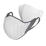 AIRPOP Aktiv Wiederverwendbare Gesichtsmaske, 4-lagige Filter, konturierte Passform, faltbare, verstellbare Schutzmaske, Gesichtsmasken für Erwachsene zum Schutz vor Schadstoffen, Grau/Weiß