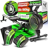 NEU Tretmann Rudergerät für Zuhause Set - extra leise- [Wirbelstrombremse2.0] bis 150KG Zertifiziert | patentiert ErgoKonzept | Rudergerät Magnet Rudermaschine Rudergeräte Ruder Fitnessgeräte