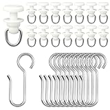 100 Stück Gardinenröllchen für Schiene, 50 Gardinenhaken Gleiter und 50 Metall Vorhang Haken, Gardinenröllchen, Gardinengleiter für alle Standardschienen, Vorhang Haken, Duschvorhang Schiene