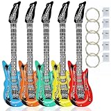 5 Stück Luftgitarren zum Aufblasen 55cm Aufblasbare Gitarre Aufblasbare Instrumente Gitarre Aufblasbar für Musikfestival Rock Party Dekoration Geburtstagsparty Rock Pool mit LED-Licht（5 Farben）