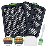 2 Stück Brötchen Backform Silikon,Baguette Backform Mini Baguette Backblech, Brotbackformen Baguetteblech Backen mit Ölpinsel und Silikonmesser,Brot Backen Zubehör für Brötchen Brot Langbrot Hot Dog
