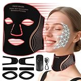 Aokitec LED Lichttherapie Gesichts & Halsmaske -Gesichtspflegegerät,100+ Perlen Red Light Therapy Face Mask-7 Farben Rot & Blau &​ Grün & Violett​-Anti-Aging,Falten Hautstraffung für Zuhause & Reisen
