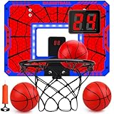 Auney Mini Basketballkorb Kinder Indoor,Basketball Korb im Zimmer Wandmontage mit Elektronische Anzeigetafel,Kinderspielzeug Basketball Geschenk Junge 3-8 Jahre