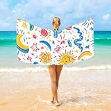 Weiche Badetücher Bunte Kritzelei Große Reisen Mikrofaser Handtuch Schnelltrocknend Strand Leicht Frottiertücher 80X130Cm