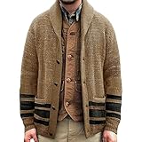 umifyxioy Strickjacke Herren, Herren Pullover Mit V-vonschnitt Streifen Herren Herbst Winter Casual Knopfleiste Langarm Strickwolle Pullover Mantel Trachten Outdoor Strickjacke Herren Strickweste