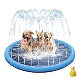 Hundepool, 170cm Sprinkler Matte Hund Splash Pad, Wasserspielmatte Hund Wassermatte, Verdickt rutschfest Planschbecken Hund, Hundeplanschbecken, Hundepool für GroßE Hunde für Sommer, Garten, DraußEn