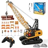 LTFIOON Kran Spielzeug, 2.4Ghz RC Kranfahrzeug, Ausfahrbarem Kran, Baustellen Fahrzeuge Set mit Lichtern,Geräuschen, KranFerngesteuerter Spielzeugkran, Kinder Baustellenfahrzeuge für 3 4 5 6 7 Jahre