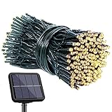 Solar Lichterkette Aussen, 22+2m 220 LED Lichterkette Außen Solar Wetterfest, 8 Modi PVC Outdoor Solarlichterkette Wasserdicht für Party Garten Balkon Terrasse Hochzeit Weihnachten Deko, Warmweiß