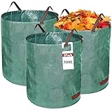 3X 300L Gartensack Gartenabfallsack extra stabil – Wiederverwendbare Laubsäcke mit 4 Griffen & doppeltem Boden, wasserdicht, faltbar für Rasenschnitt, Laub, Grünschnitt – Robuste Gartenabfallbeutel