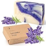 lubiu Lavendelseife Stück 100g - Naturseife Ohne Zusatzstoffe und Palmöl - Lavendel Seife Handgemacht - Gesichtsseife & Handseife Fest & Duschseife Damen und Männer - Natur Seife Stück - Soap Bar