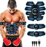 WARDBES EMS Bauchtrainer Trainingsgerät, EMS Trainingsgerät, EMS Bauchmuskeltrainer, USB Wiederaufladbar Bauchmuskeln Stimulationsgerät 8 Modi & 19 Intensitäten für Bauch, Arm, Bein, Männer & Frauen