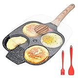 Bobikuke Spiegeleipfanne, Pancake Pfanne mit Deckel 4 Loch Augenpfanne Antihaft-Aluminium Pfanne für Frühstück, für Induktion & Gasherd